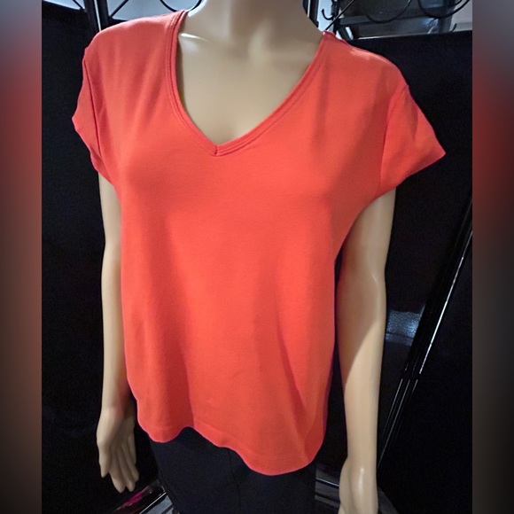 Chico’s Orange short sleeve Tee/top. Sz 2 aka Large - Picture 2 of 9